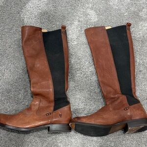 Frye Brown and Black Combat Boots